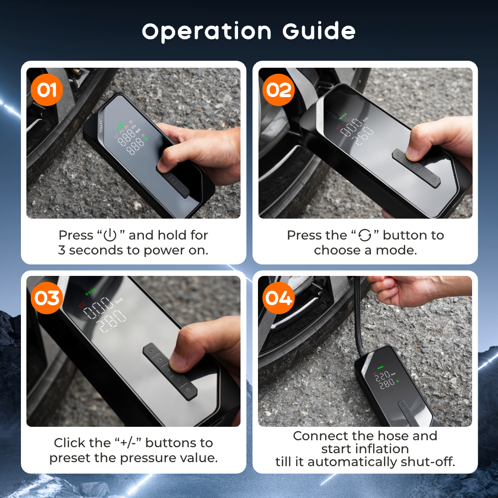 VOLLYC × FLEXTAIL EVO TIRE PUMP 150 - High-capacity 150 PSI multi-functional tire pump