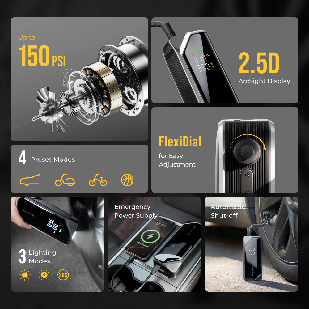 EVO TIRE PUMP 200 - 150 PSI Electric Portable Tire Inflator