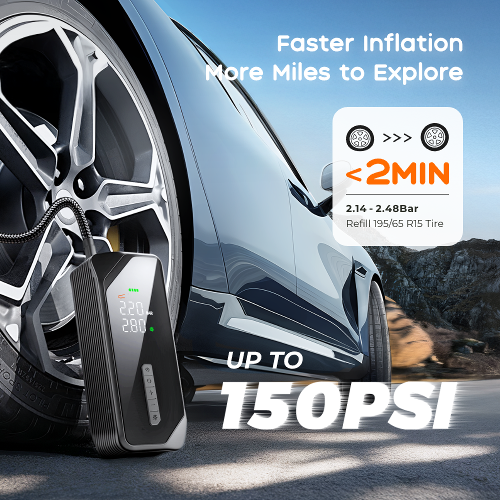 VOLLYC × FLEXTAIL EVO TIRE PUMP 150 - High-capacity 150 PSI multi-functional tire pump