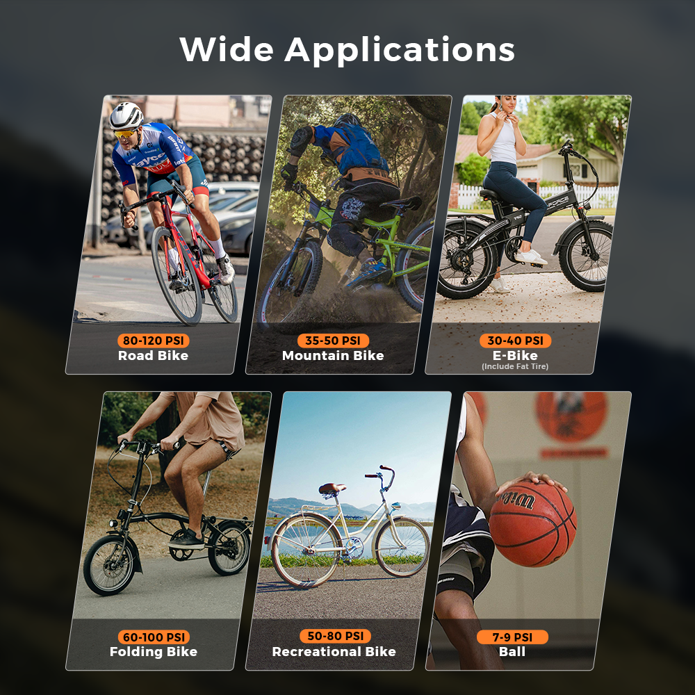 TINY BIKE PUMP PRO-120 PSI High Pressure and LED Display Electric Bike Pump