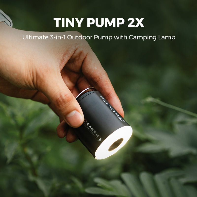 TINY PUMP 2X – Ultimative 3-in-1-Außenpumpe mit Campinglampe