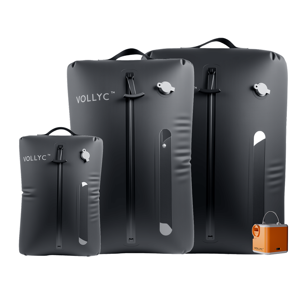FLEXTAIL X VOLLYC EZY SET BUNDLE - 3 Size Waterproof Travel Vacuum Pack For Luggage Space Saving