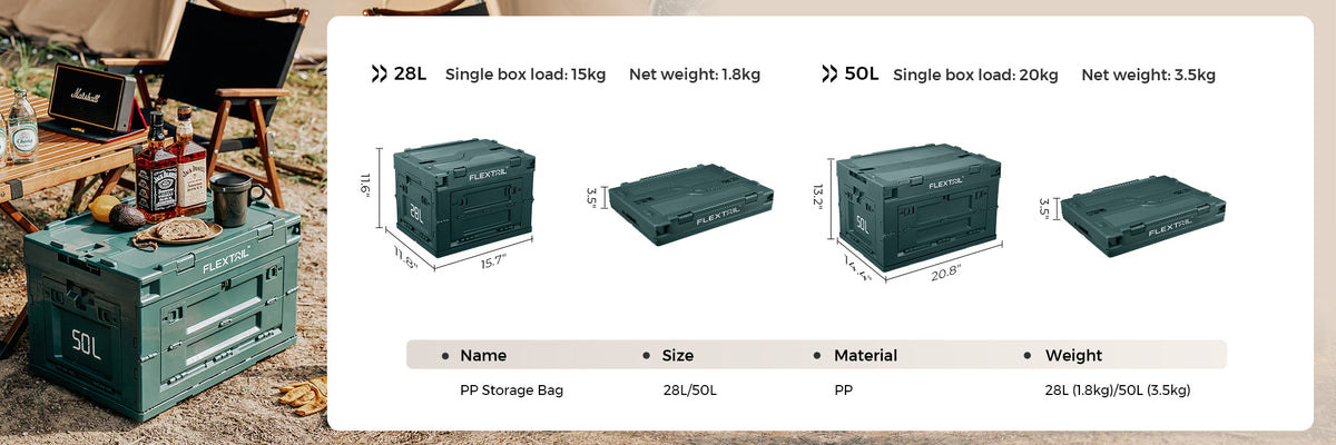 Foldable Camping Storage Box A813 (30L/50L Sizes), Rectangle at
