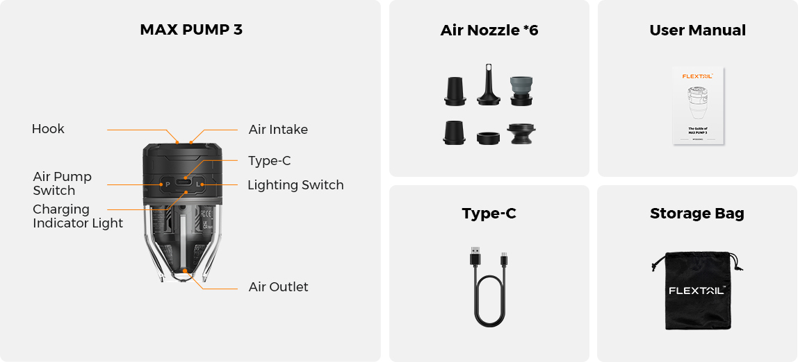 thumbnail image 2 of FLEXTAILGEAR MAX PUMP 3 – High Pressure Electric Air Pump With Transparent Light 2 of 5