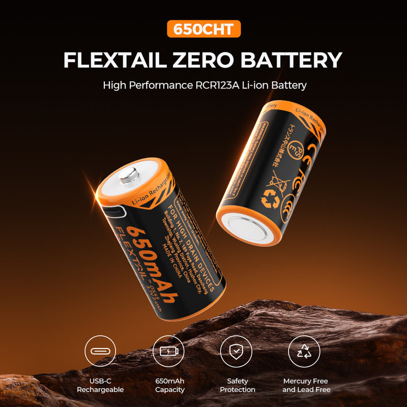ZERO BATTERY 650CHT RCR123A Liion Battery Flextail