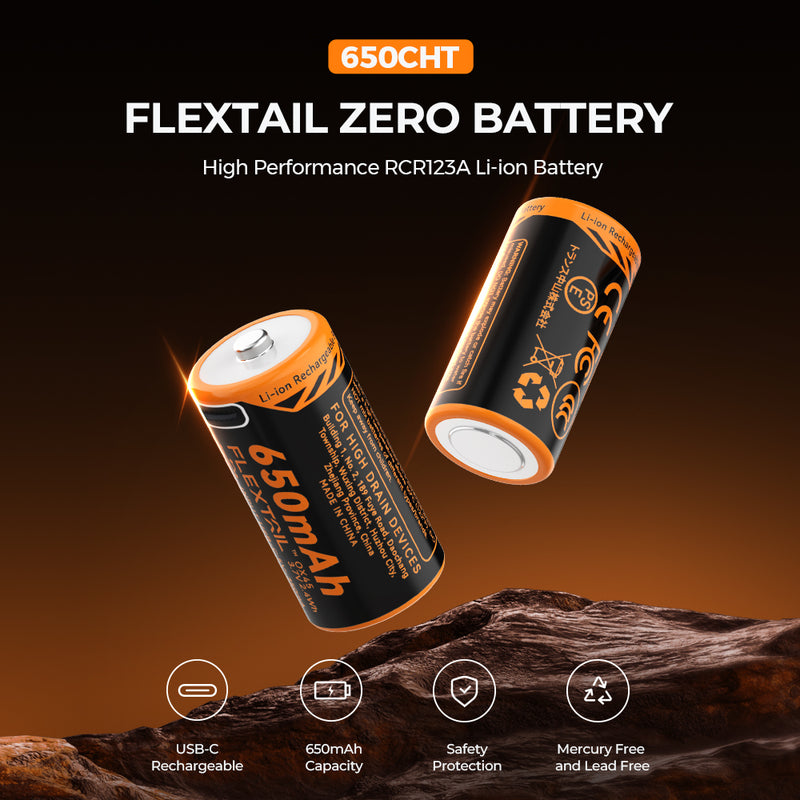 ZERO BATTERY 650CHT - Batterie Li-ion RCR123A haute performance